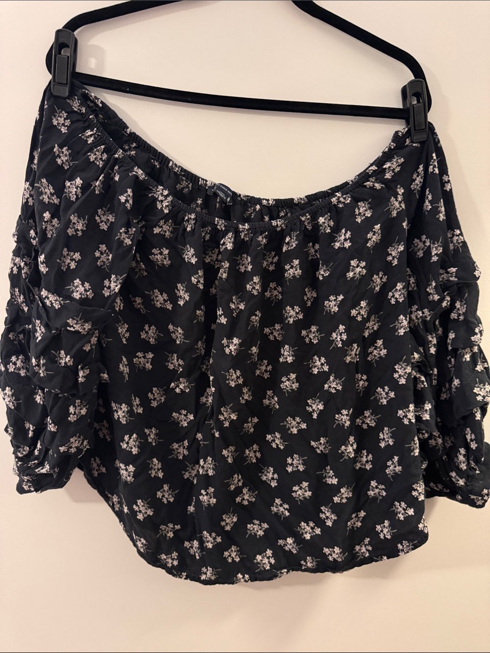 Off-Shoulder Black Floral Women's Top